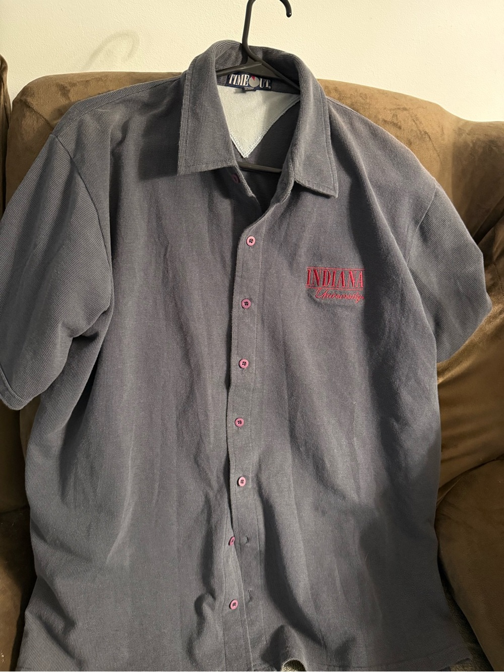 Indiana University Button Down Mens Shirt XL Time Out Gray